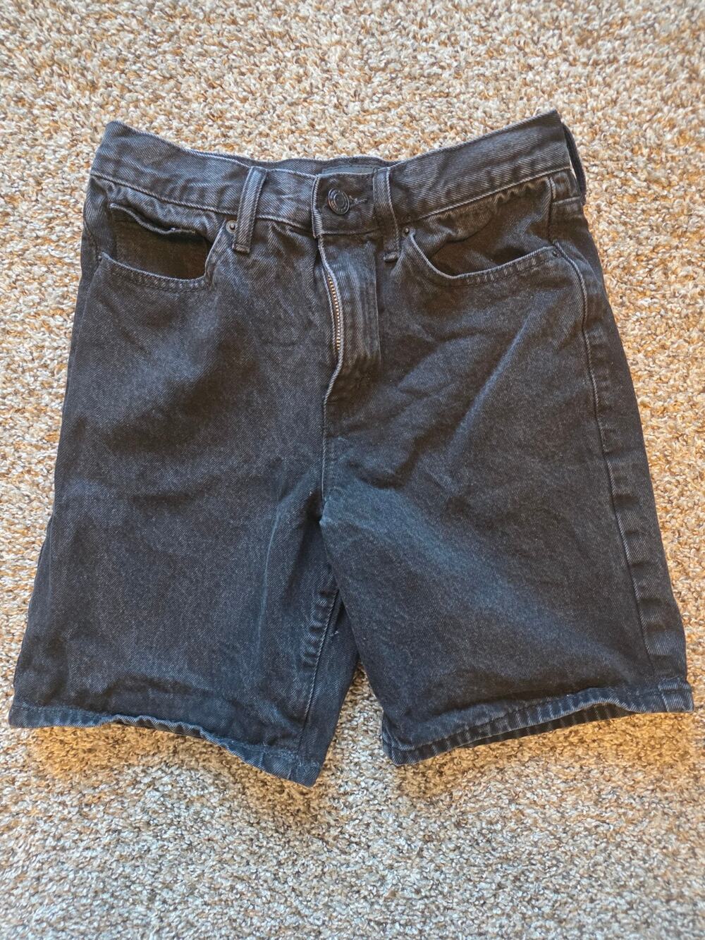 RSQ Boys Size 14 Black Baggy Jorts Spiderweb Embroidered Denim Shorts